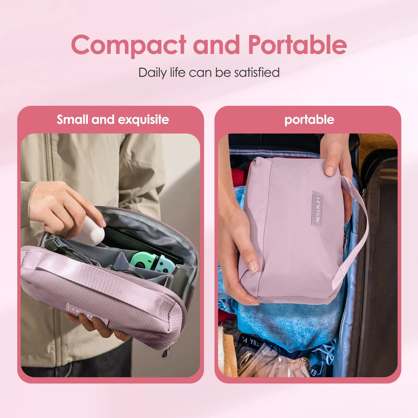 LENTION Electronics Organizer Travel Case Water-Resistant Tech Pouch for Cables Charger Phone & Accessories (PCB-M372)