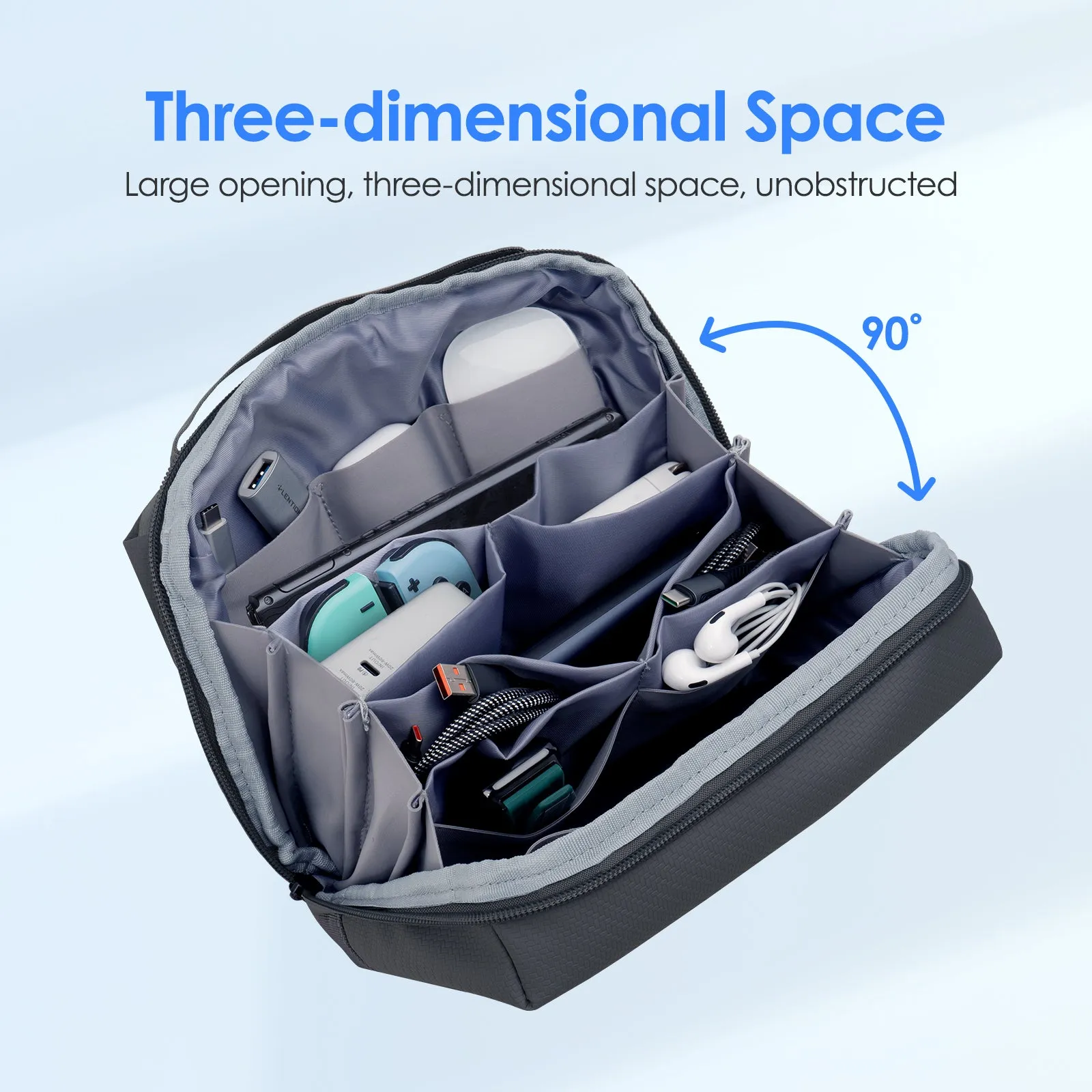 LENTION Electronics Organizer Travel Case Water-Resistant Tech Pouch for Cables Charger Phone & Accessories (PCB-M372)