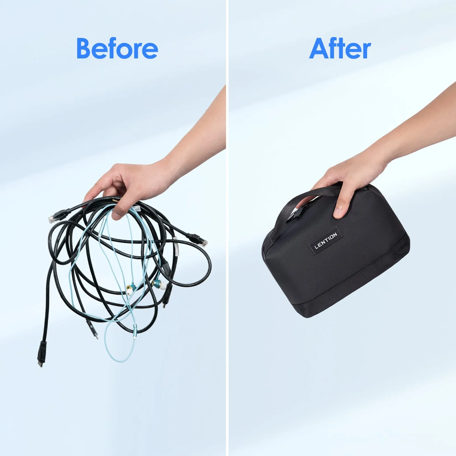 LENTION Electronics Organizer Travel Case Water-Resistant Tech Pouch for Cables Charger Phone & Accessories (PCB-M372)
