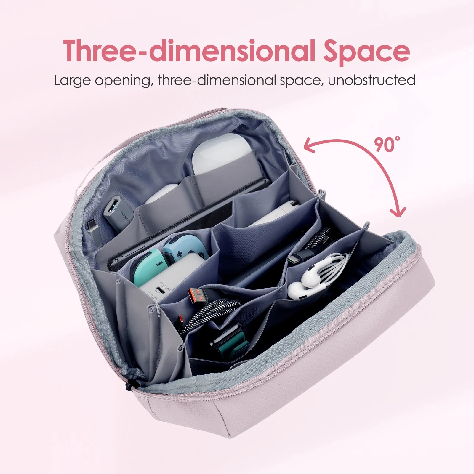 LENTION Electronics Organizer Travel Case Water-Resistant Tech Pouch for Cables Charger Phone & Accessories (PCB-M372)