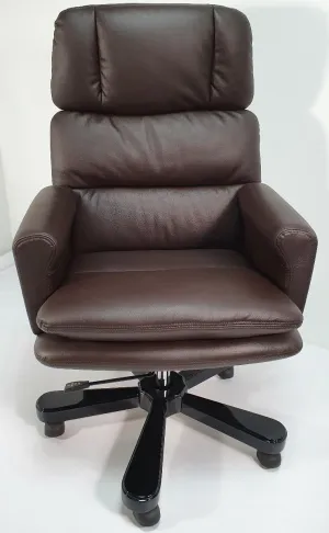 Luxury High Back Office Chair In Brown Genuine Leather - DES-A019