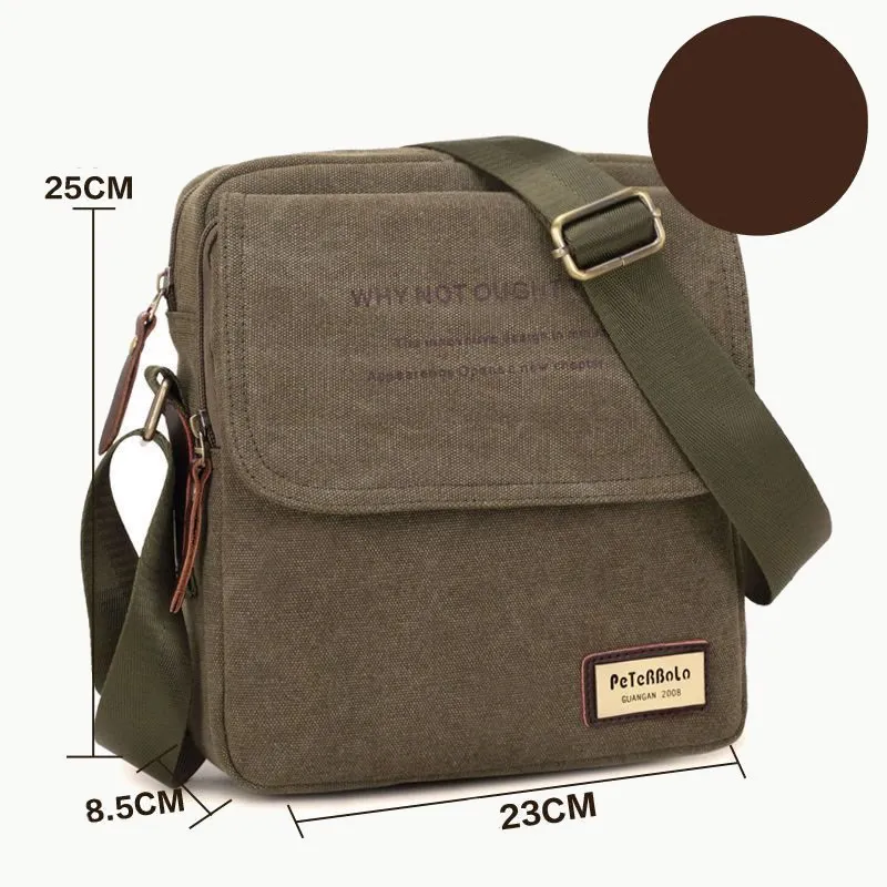 Men's Thicken Canvas Bag Durable Wide Strap Crossbody Shoulder Bag