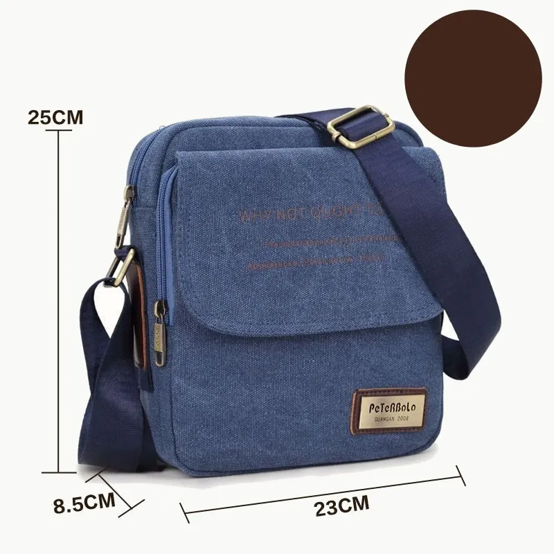 Men's Thicken Canvas Bag Durable Wide Strap Crossbody Shoulder Bag