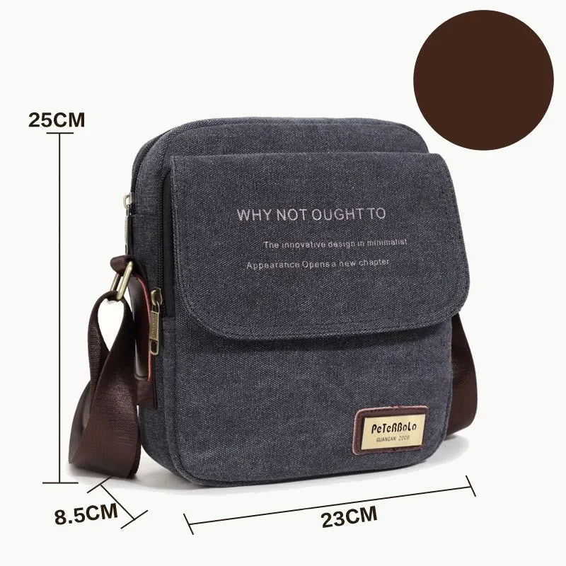 Men's Thicken Canvas Bag Durable Wide Strap Crossbody Shoulder Bag