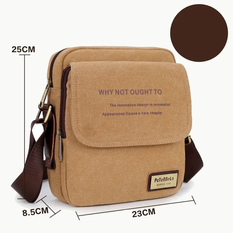Men's Thicken Canvas Bag Durable Wide Strap Crossbody Shoulder Bag