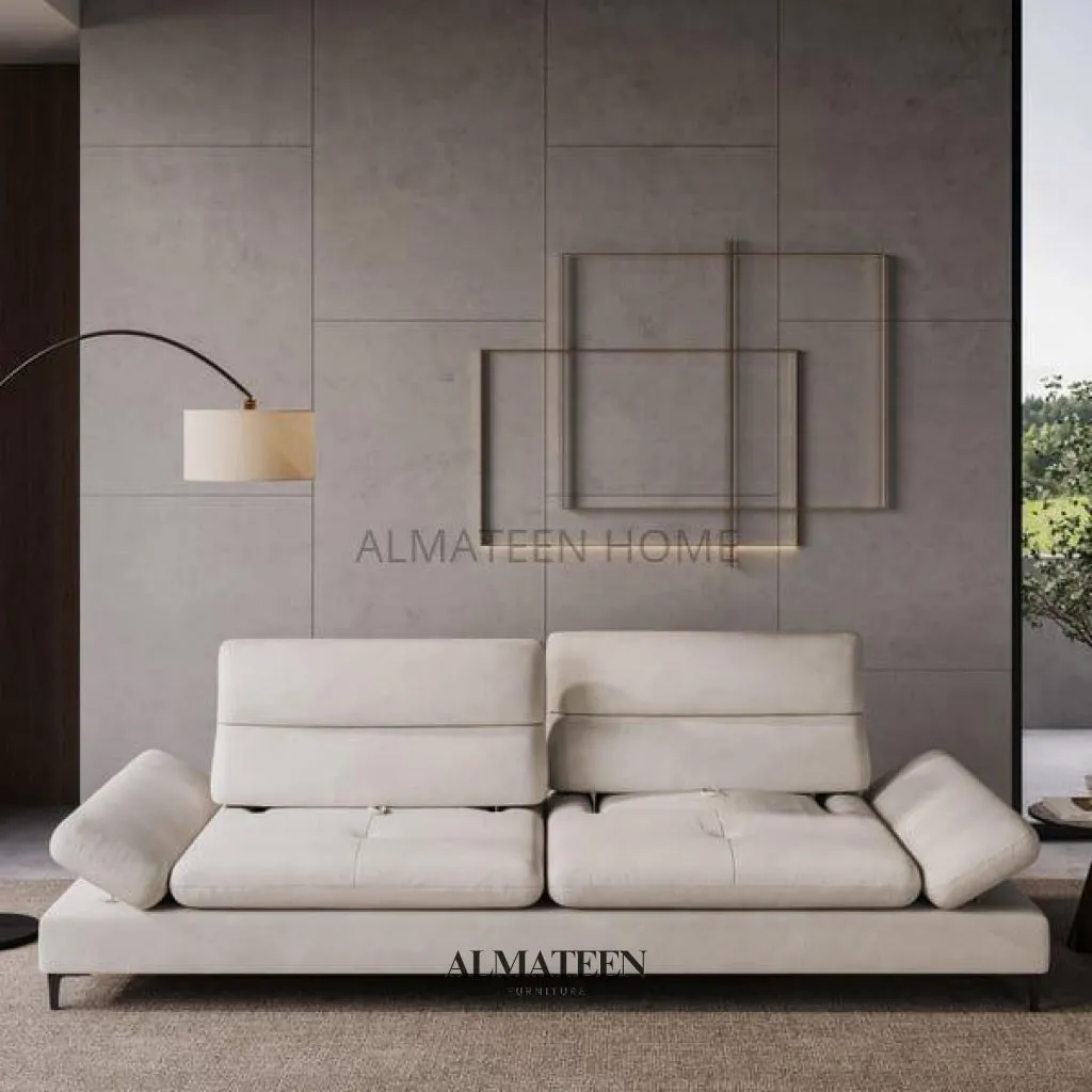 Modern 90" 3 Seater Sofa with Adjustable Armrest & Backrest