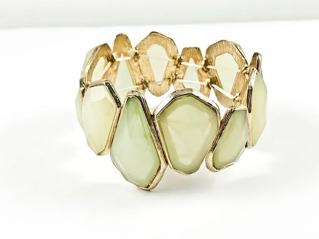 Modern Unique Large Gem Stone Cut Design Mint Stretch Fashion Bracelet