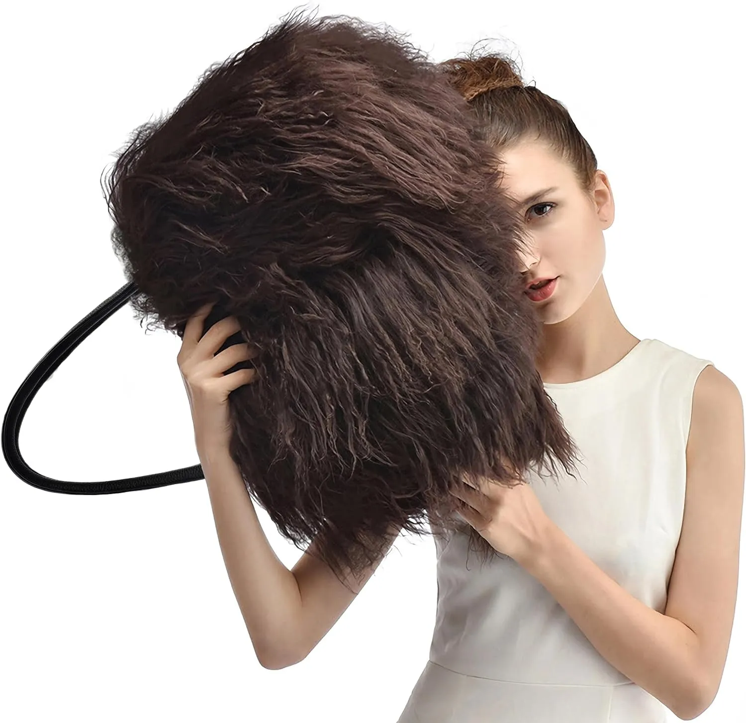 Mongolian Black Luxury Wool Fur Handbag