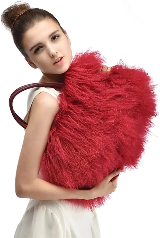 Mongolian Black Luxury Wool Fur Handbag