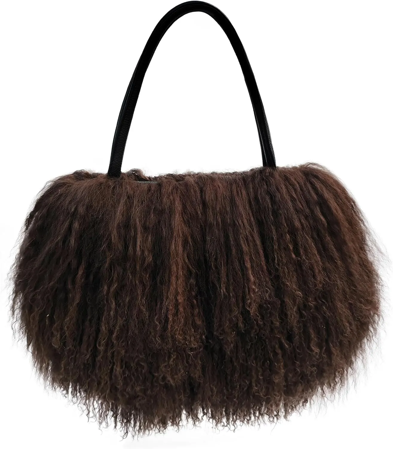 Mongolian Black Luxury Wool Fur Handbag