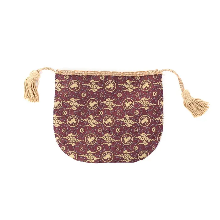 Nishijin-ori Small Drawstring Bag - Rabbit / Purple -,  Made in Kyoto, Japan,  Japanese traditional craft purse