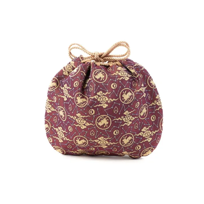 Nishijin-ori Small Drawstring Bag - Rabbit / Purple -,  Made in Kyoto, Japan,  Japanese traditional craft purse