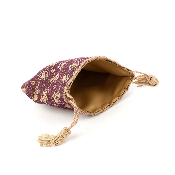 Nishijin-ori Small Drawstring Bag - Rabbit / Purple -,  Made in Kyoto, Japan,  Japanese traditional craft purse