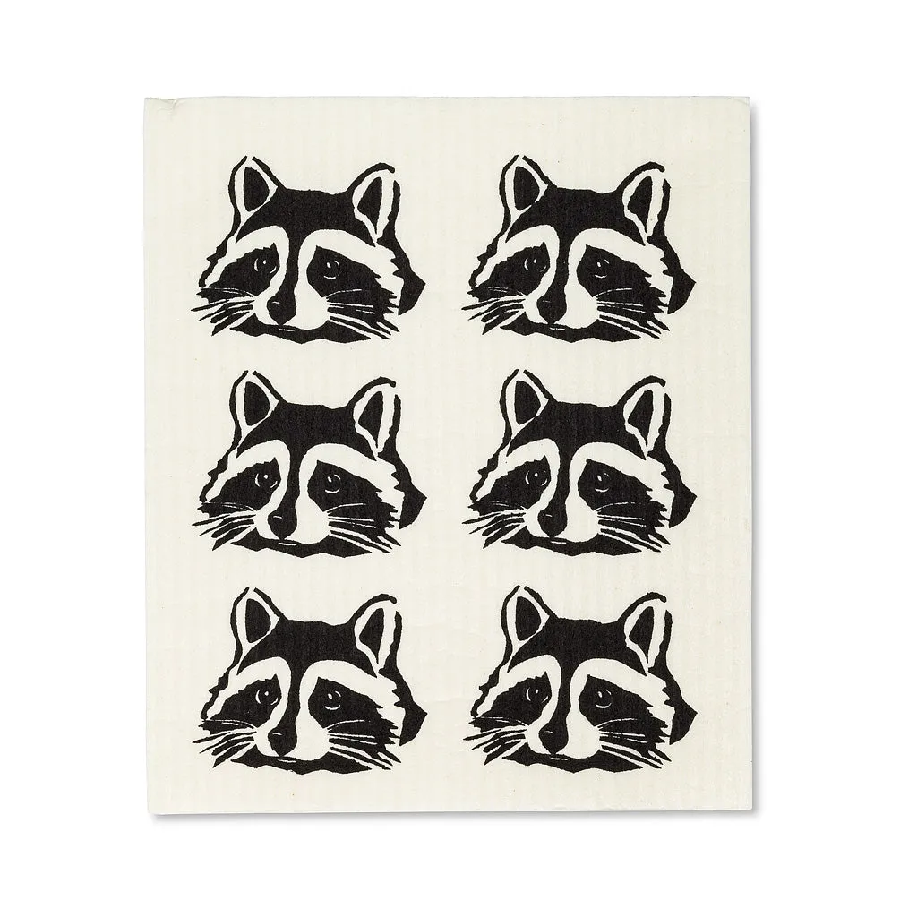 Peeking Raccoon Swedish Dish Cloth - set of 2