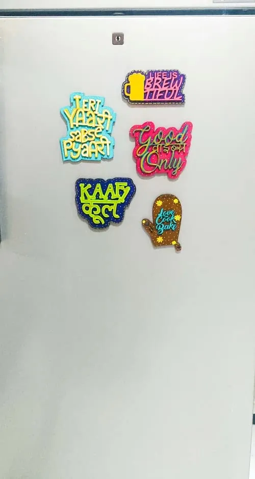 Penman Decor'' Double Layer of Wooden Fridge Magnets (Dark Theme1, 05)
