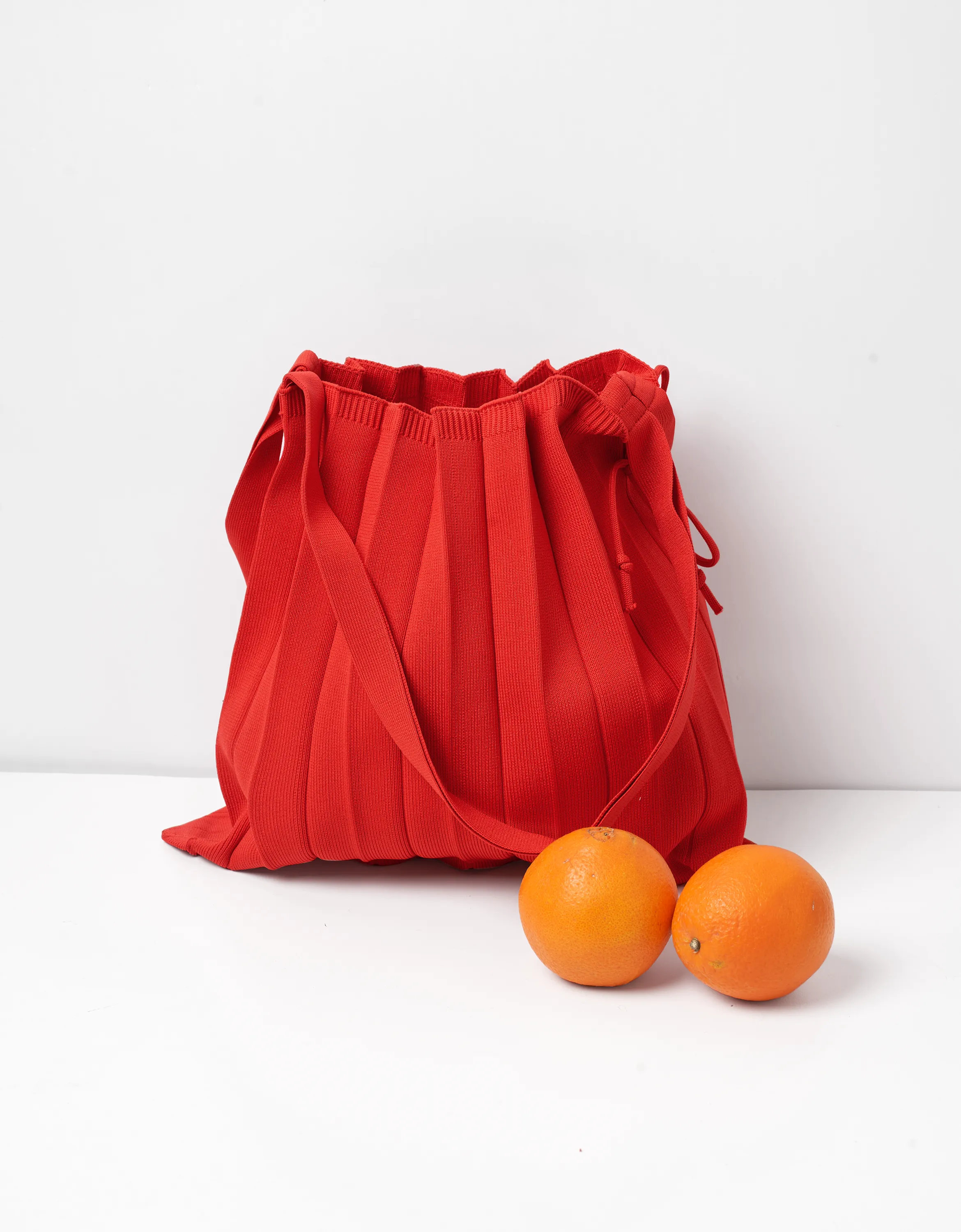 Pleated Knit Foldable Tote Bag