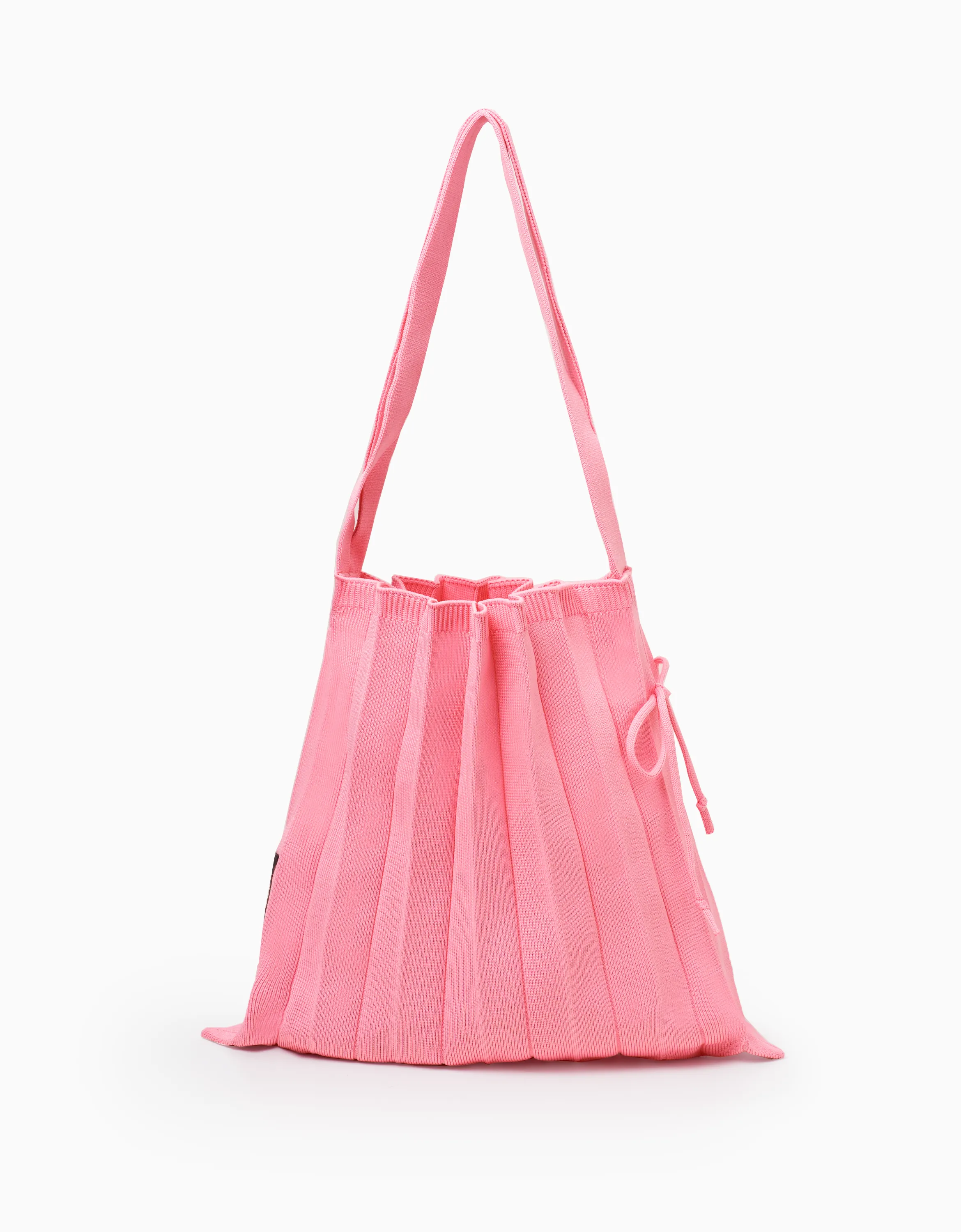 Pleated Knit Foldable Tote Bag