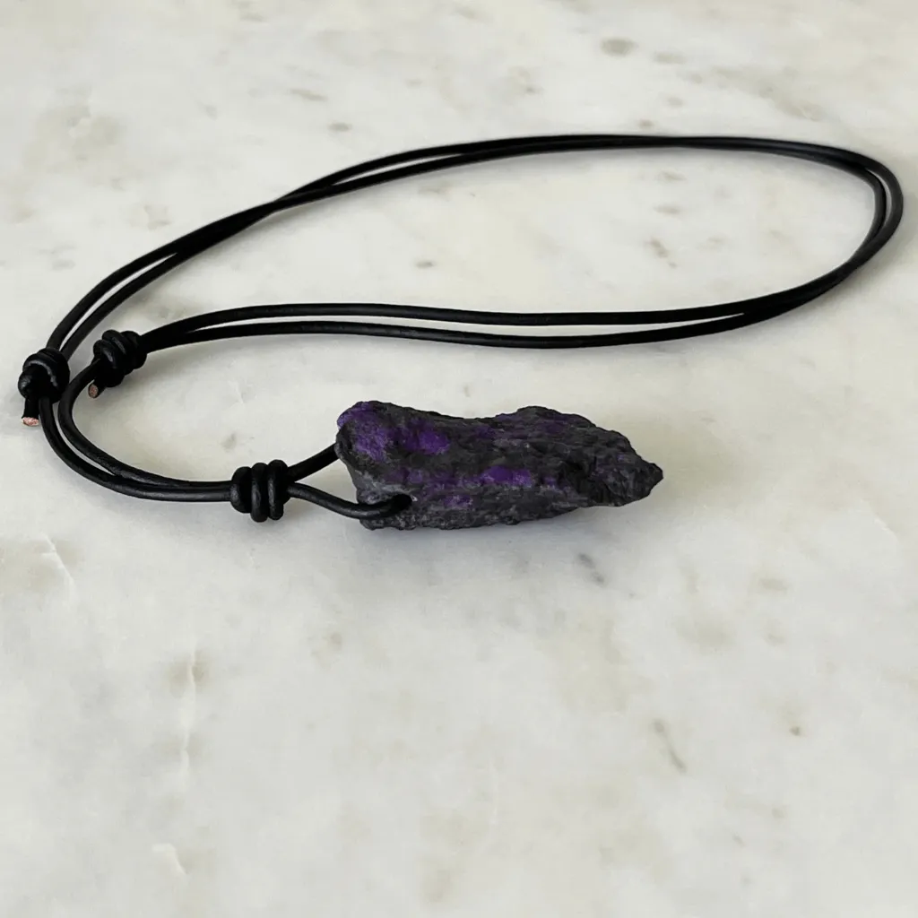 Raw Sugilite Gemstone Pendant - Unique OOAK Piece