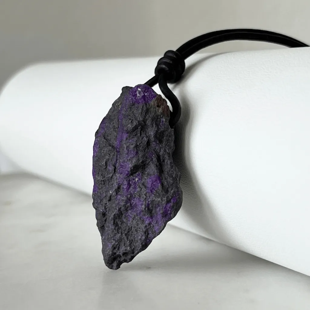 Raw Sugilite Gemstone Pendant - Unique OOAK Piece