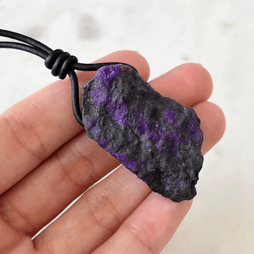 Raw Sugilite Gemstone Pendant - Unique OOAK Piece