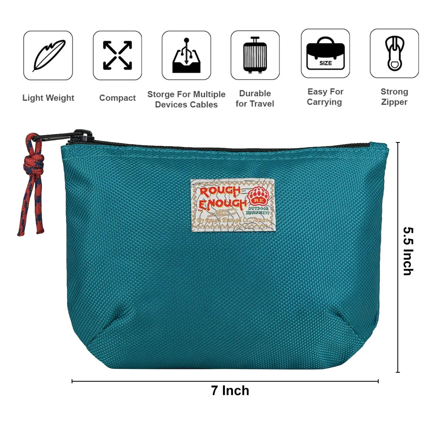 Rough Enough Travel Pouch Cable Organizer Bag Small Makeup Bag for Purse with Zipper in Nylon