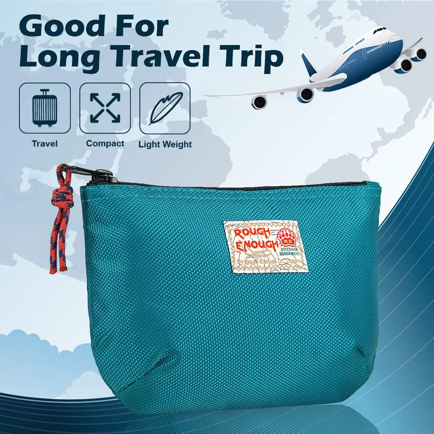 Rough Enough Travel Pouch Cable Organizer Bag Small Makeup Bag for Purse with Zipper in Nylon