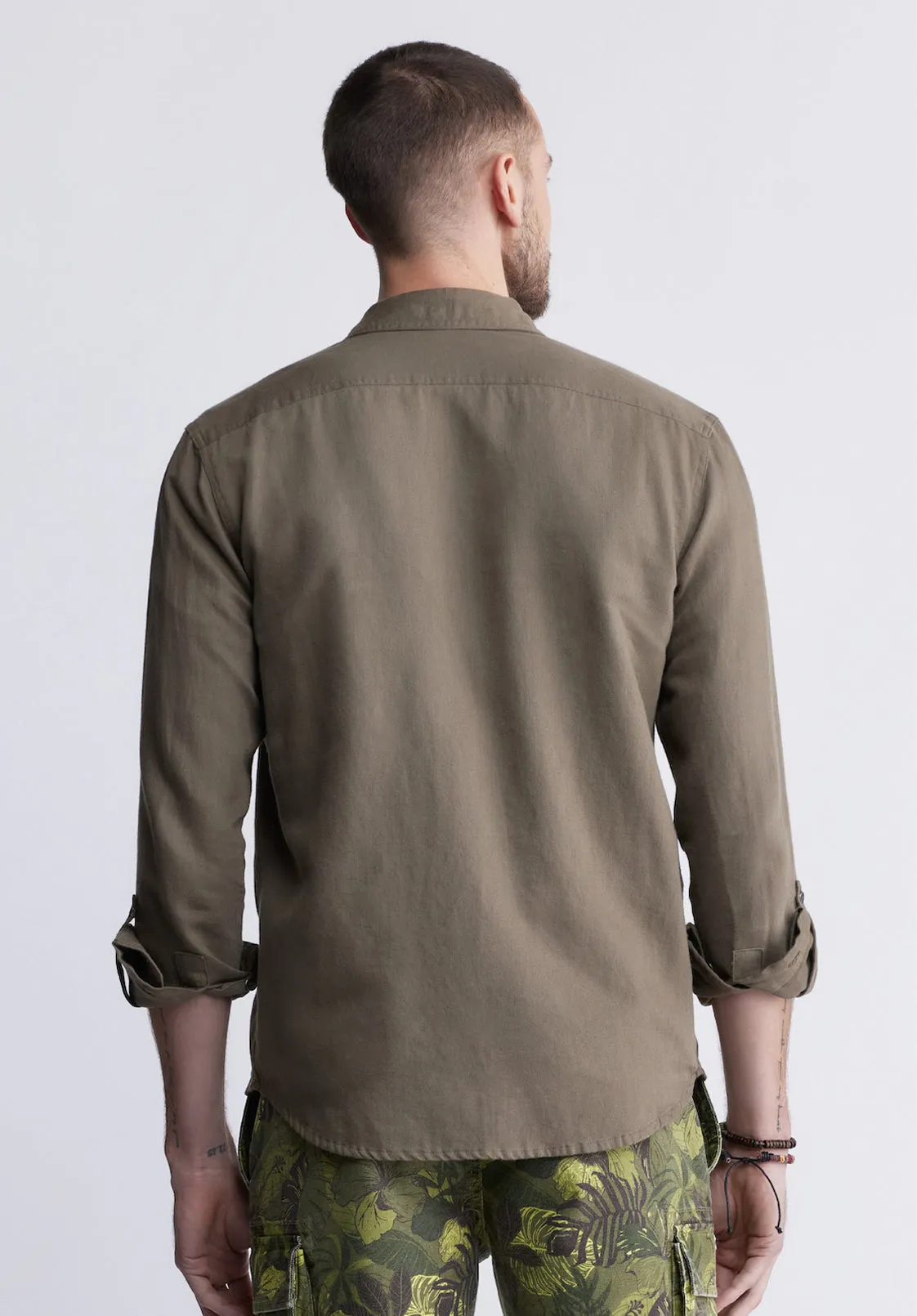 Sadaat Men's Long-Sleeve Utility Shirt in Sphagnum Green - BM24278