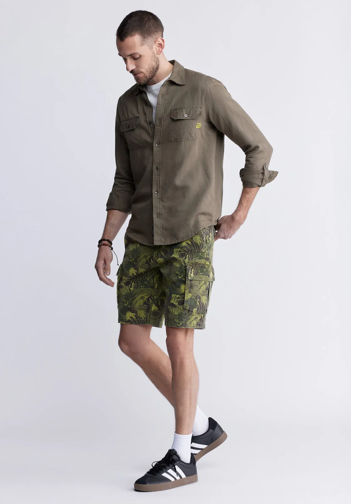 Sadaat Men's Long-Sleeve Utility Shirt in Sphagnum Green - BM24278
