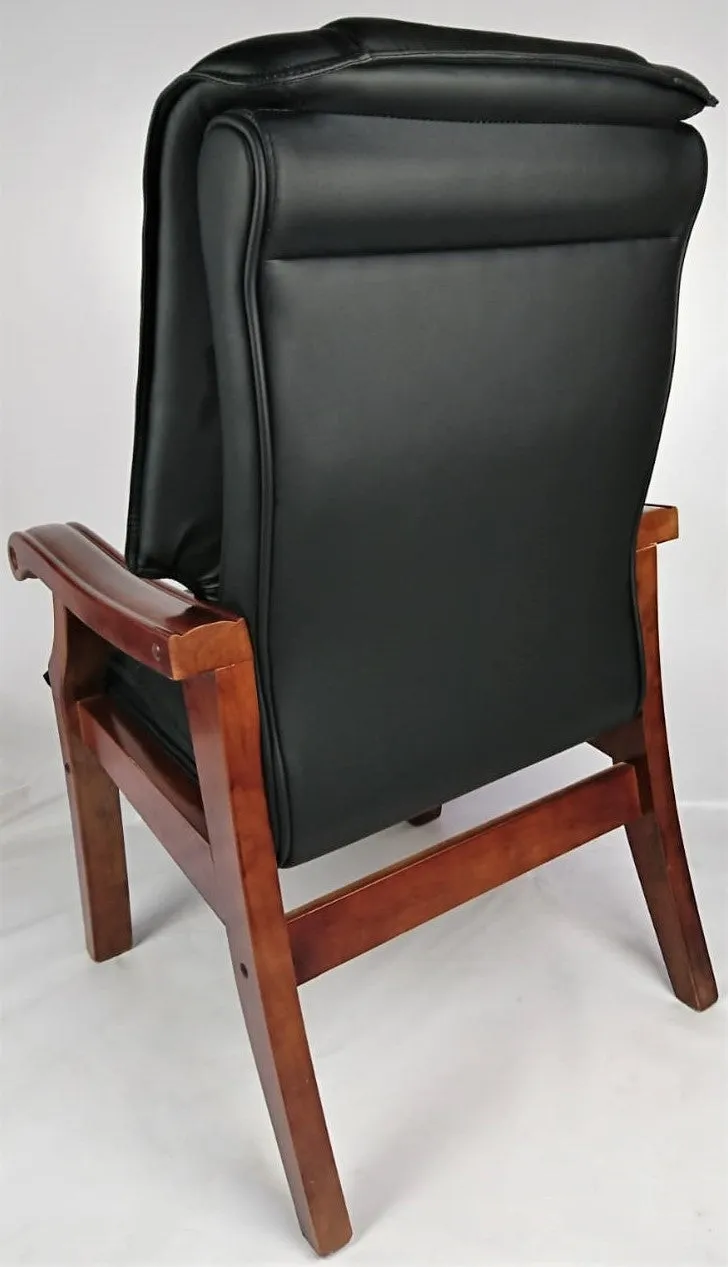 Senato CHA-SZC-589 Visitor Chair Black Leather with Walnut Arms