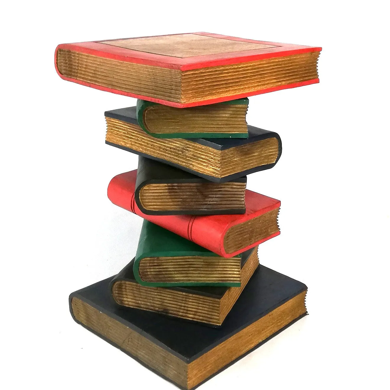 Side Table, corner Stool, Raintree Wood Natural Finish-Book Stack-Colour finish..
