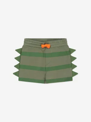 Stella McCartney Boys Striped Scaly Shorts in Green