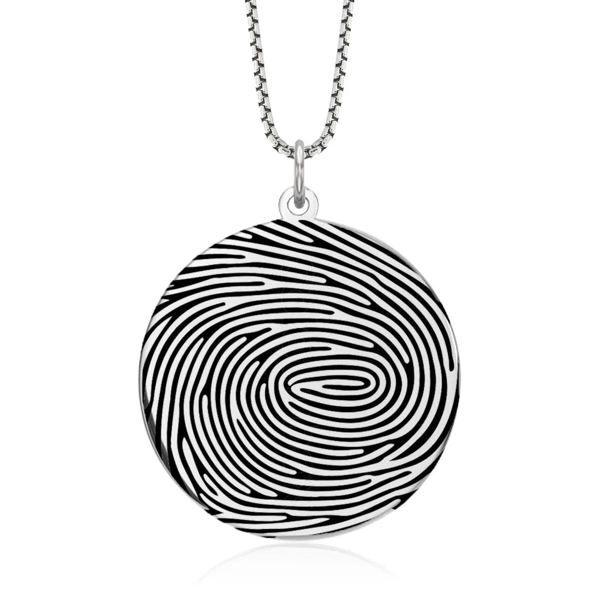 Sterling Silver Fingerprint Circle Pendant