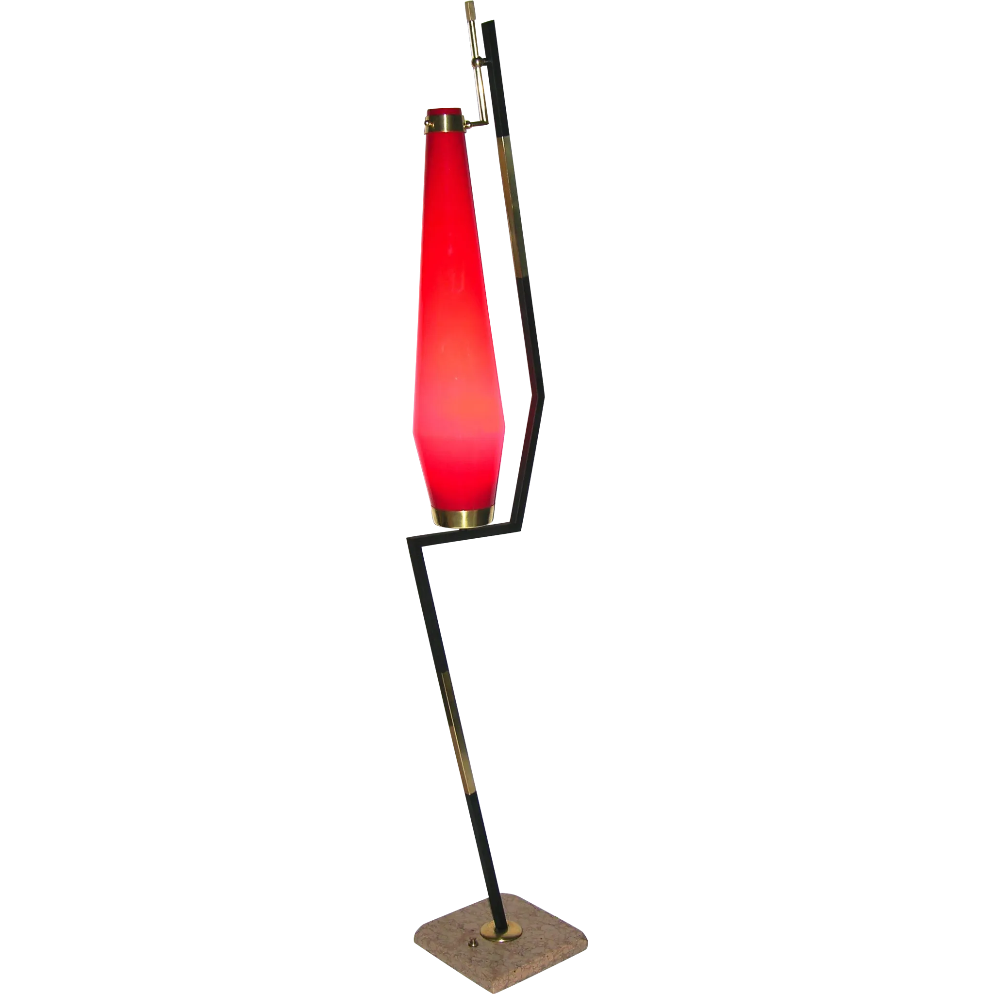 Stilnovo 1950s Vintage Italian Floor Lamp with Vistosi Red Murano Glass Shade