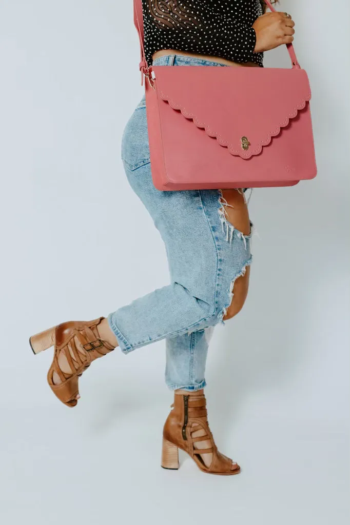 The Harper Laptop Bag in Lipstick Pink