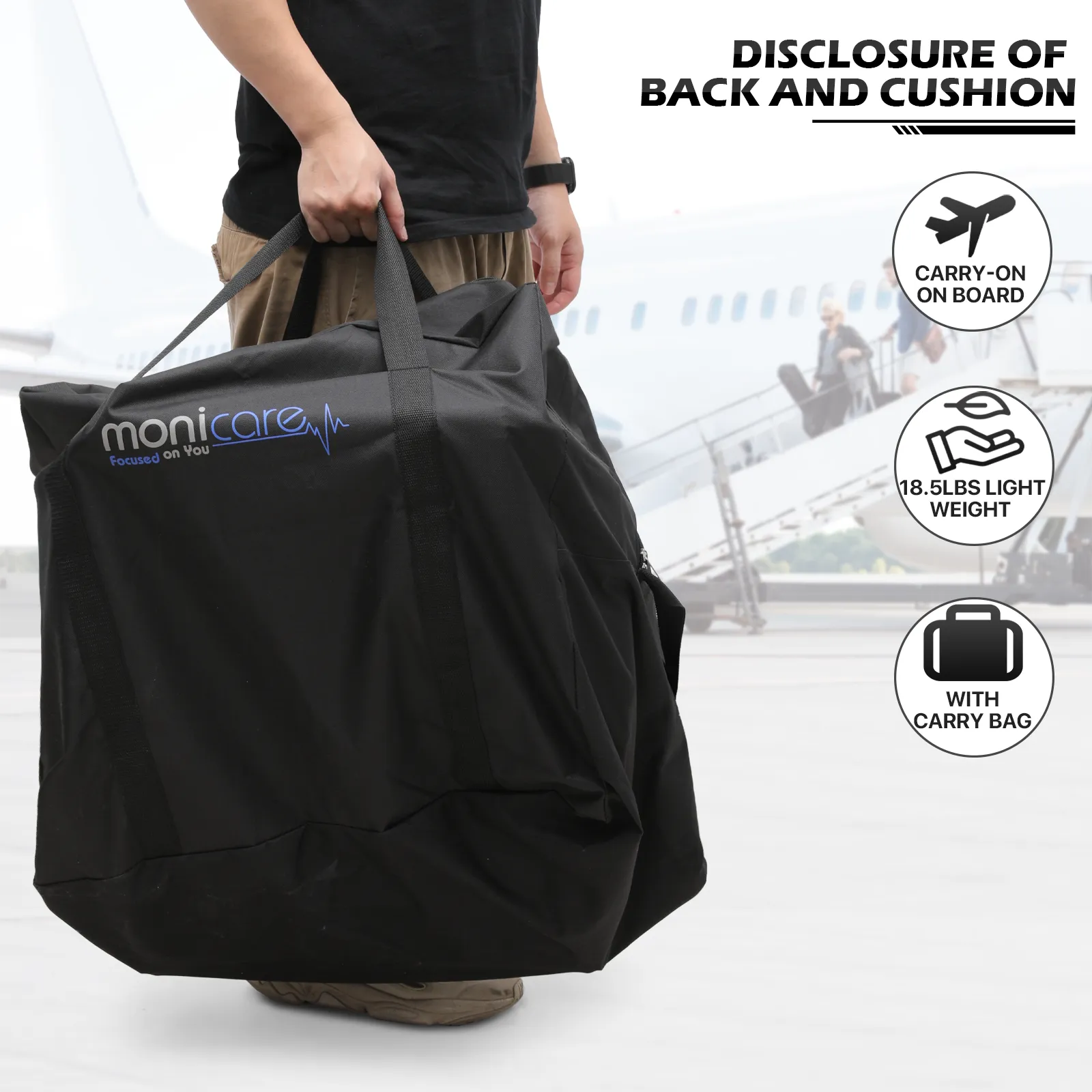 Transport Wheelchair - Black - Can Be Carry-on Plane