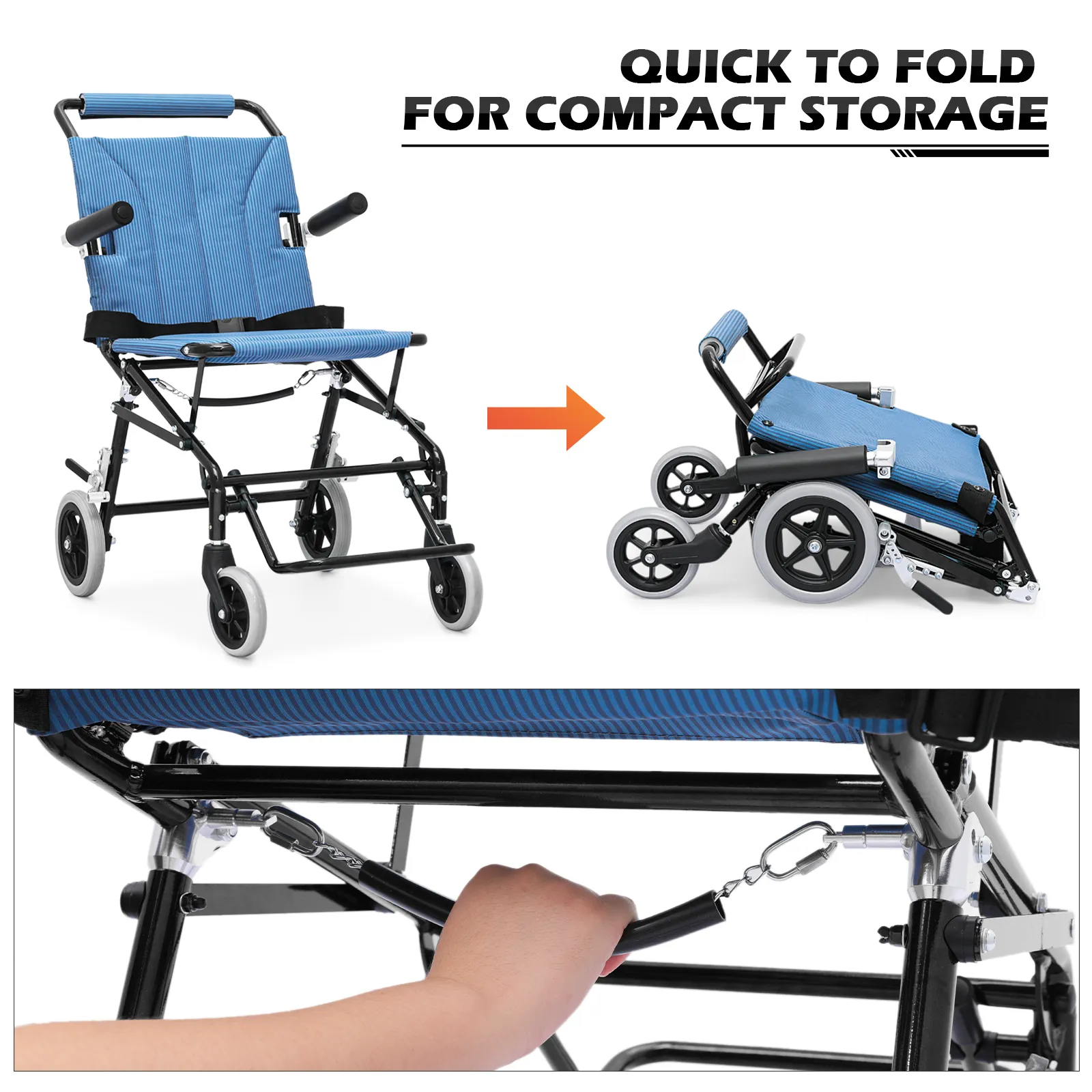Transport Wheelchair - Black - Can Be Carry-on Plane