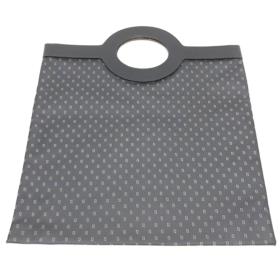 Vintage FENDI iconic FF logo pattern shopper tote bag with black leather trimming. Can be a foldable clutch bag. Unisex daily use. 060718y
