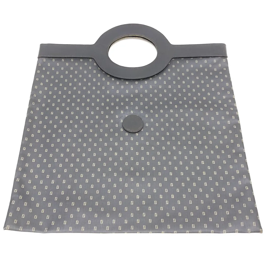 Vintage FENDI iconic FF logo pattern shopper tote bag with black leather trimming. Can be a foldable clutch bag. Unisex daily use. 060718y