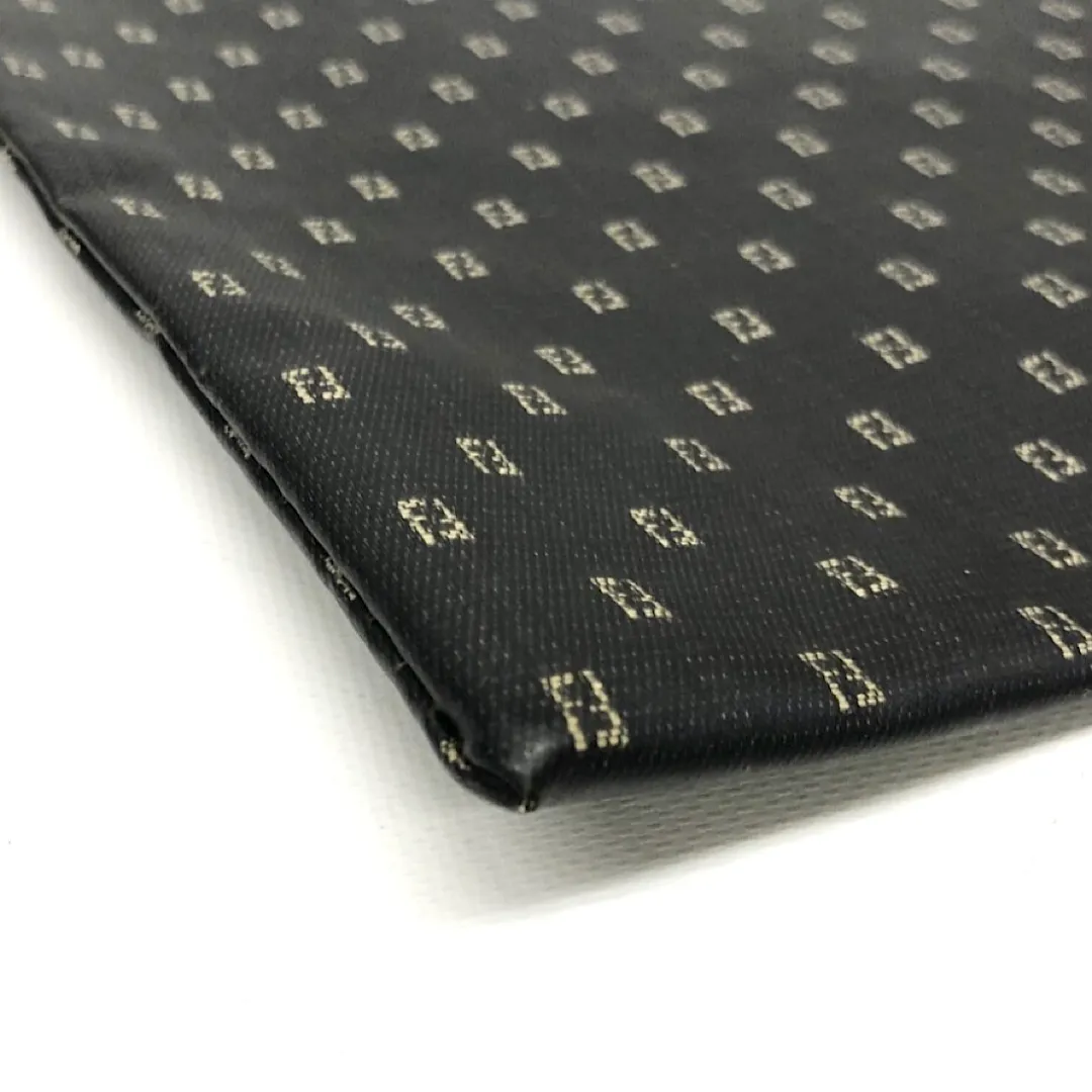 Vintage FENDI iconic FF logo pattern shopper tote bag with black leather trimming. Can be a foldable clutch bag. Unisex daily use. 060718y