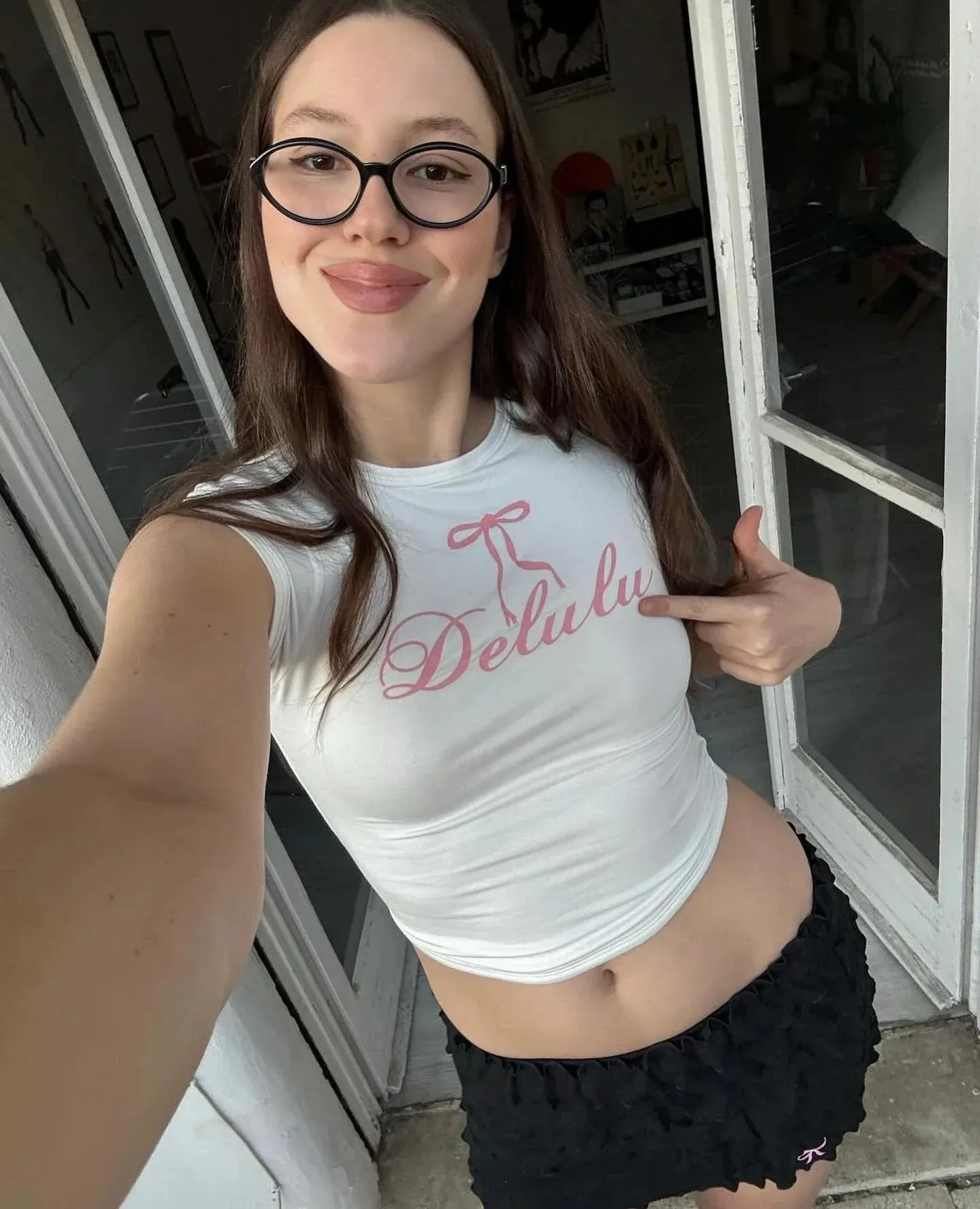 White Delulu Stylish Short Tee