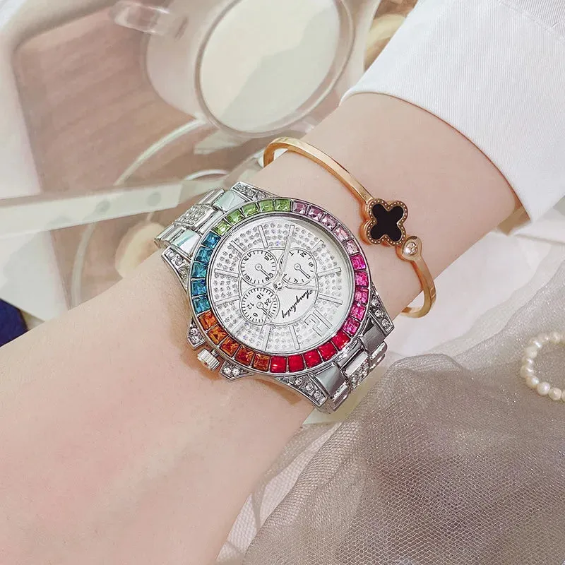 Women Watch New Design Rhinestones Dial Ladies Wristwatch Stainless Steel Strap Quartz Watches Women