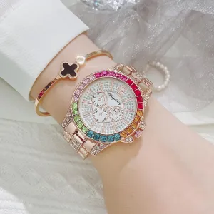 Women Watch New Design Rhinestones Dial Ladies Wristwatch Stainless Steel Strap Quartz Watches Women
